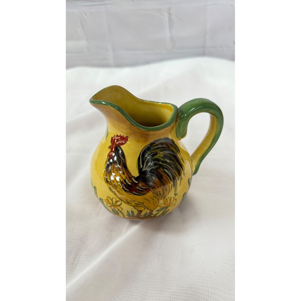 Maxcera Honey Rooster Ceramic Creamer Pitcher Yellow Farmhouse Rooster Decor